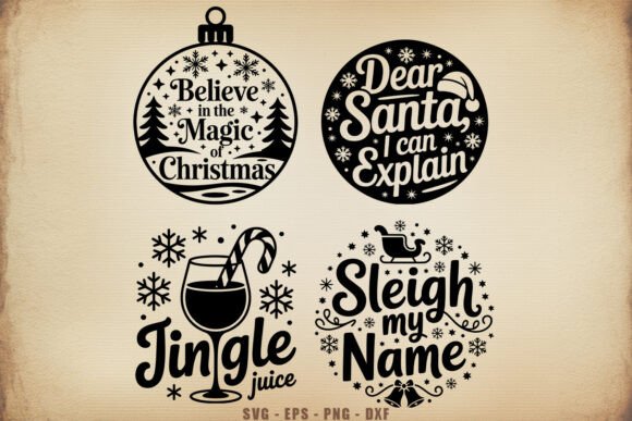 Funny Christmas Ornament Quote SVG Set for Graphics & Crafts