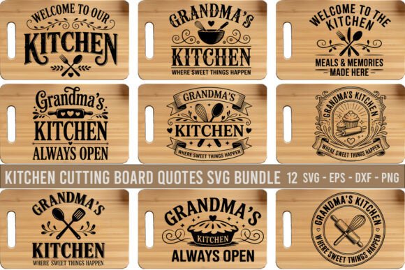 Kitchen Cutting Board Quote SVG Bundle for Graphics and Crafts